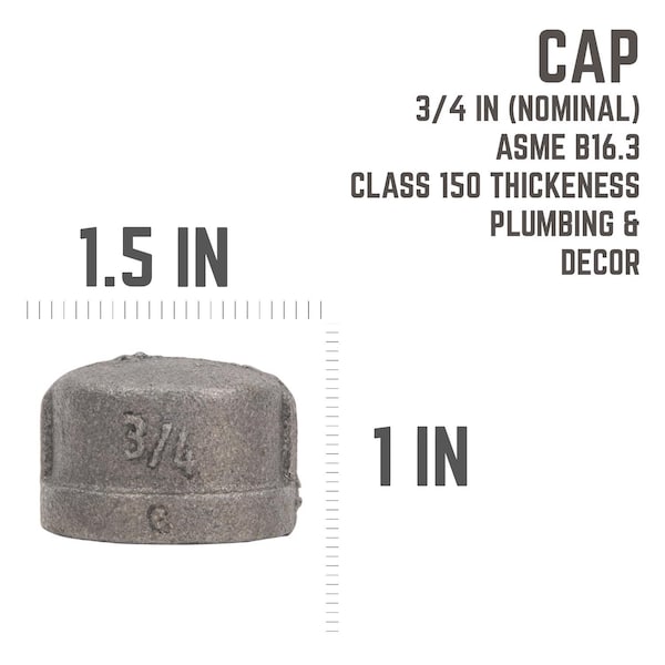STZ Industries 3/4 In. FIP Each Black Malleable Iron Cap